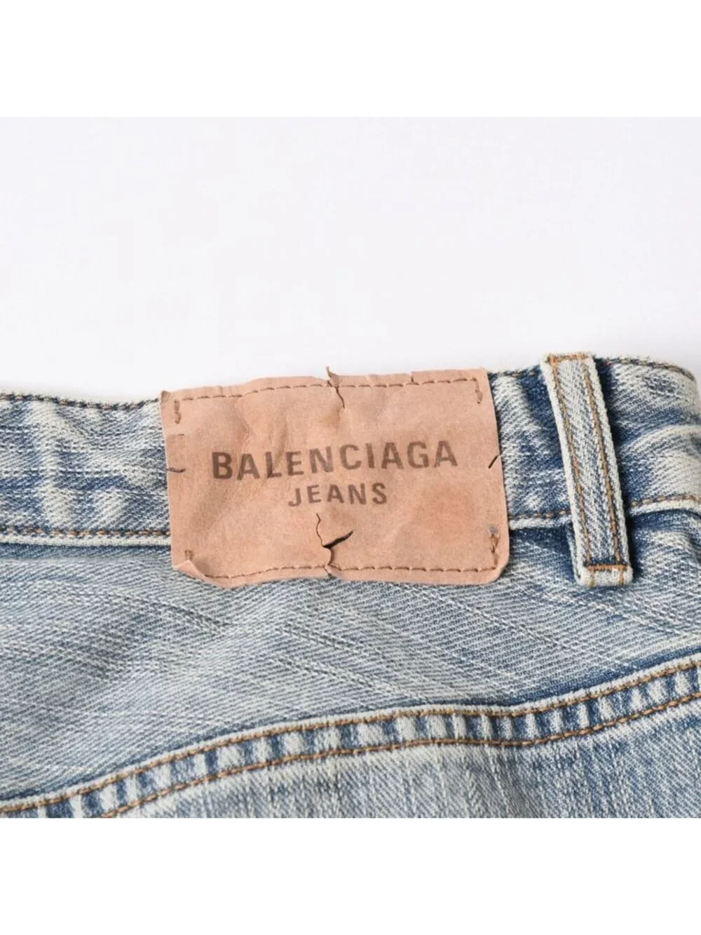 Balenciaga Baggy Wide Leg Denim Pants Indigo Blue Jeans Blanc